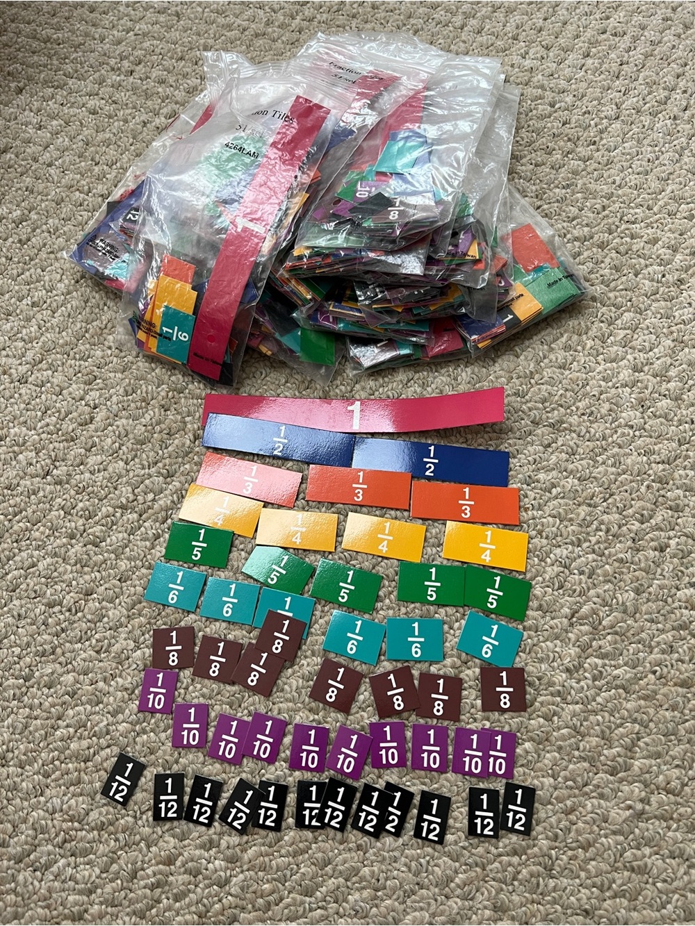 Fraction Tile Sets - Multicolor Classroom Math Manipulatives